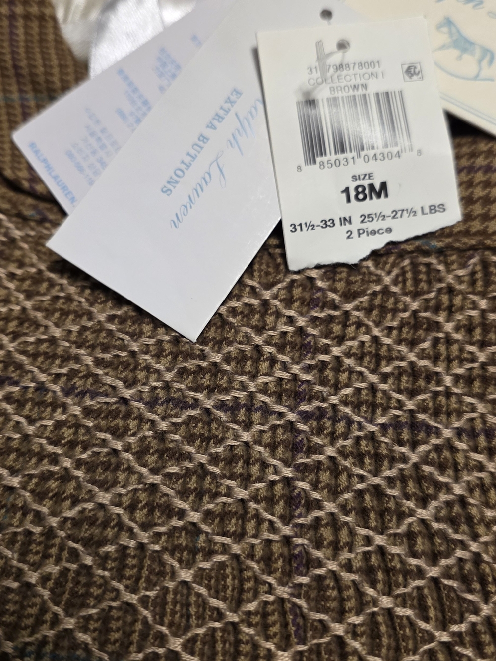 Ralph Lauren Classic Brown Plaid Smocked Front Girls Dress Size 18 Months - Picture 6 of 8